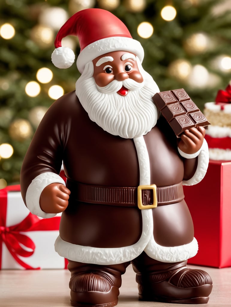 A chocolate Santa figure, made from milk chocolate