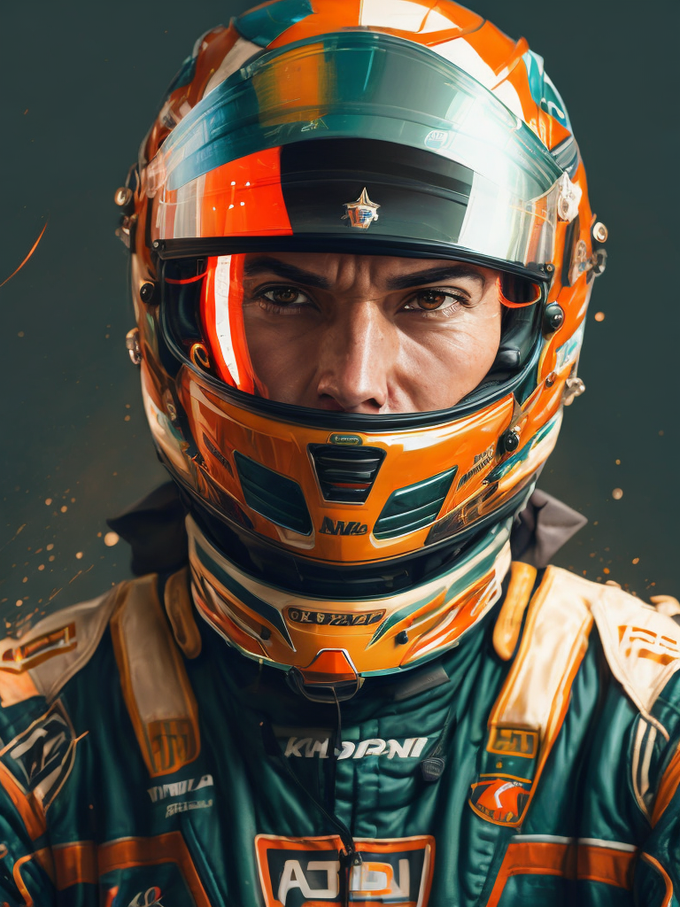 Formula 1 driver with helmet and costume