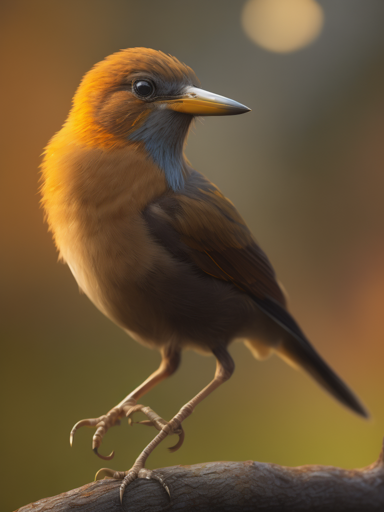 A tiny birdy,looking like a nightingale, just yellow and orange,about 2 cm long. It is standing on an inexfinger of a human hand