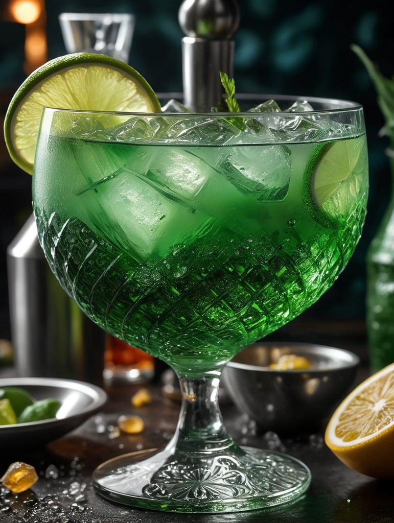 Premium Free ai Images | Dreamy Green Cocktail Extravaganza