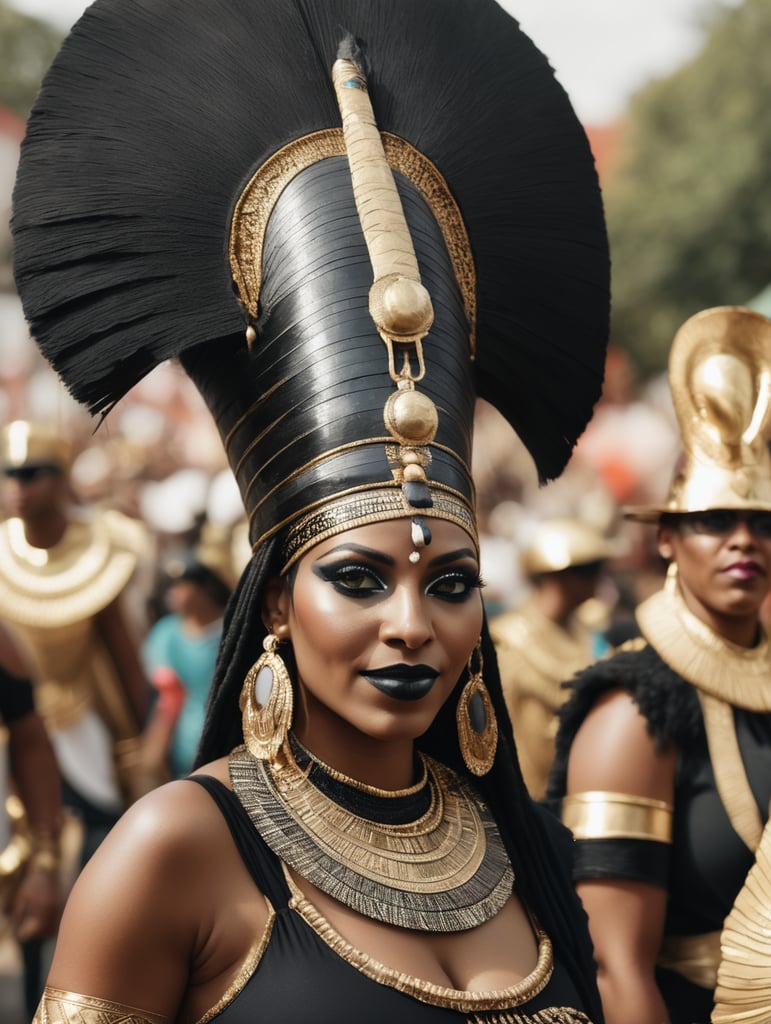 BLACK EGYPTIAN WOMAN AT CARNIVAL PARADE