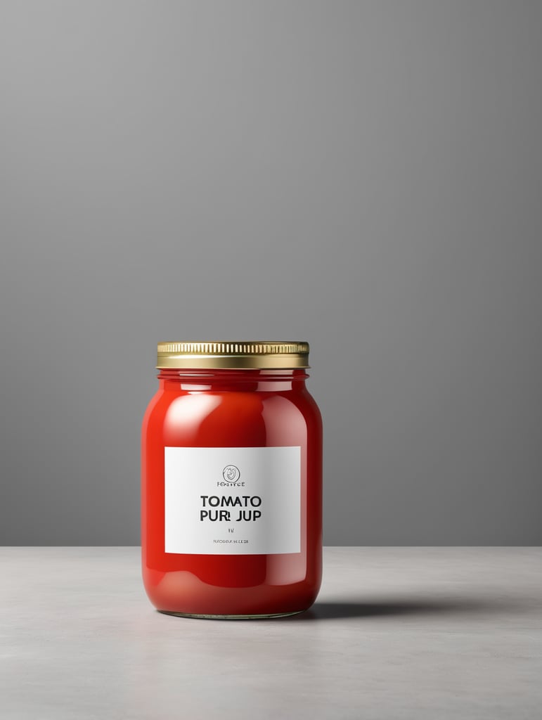 tomato puree jar mockup, no label, isolated, grey background