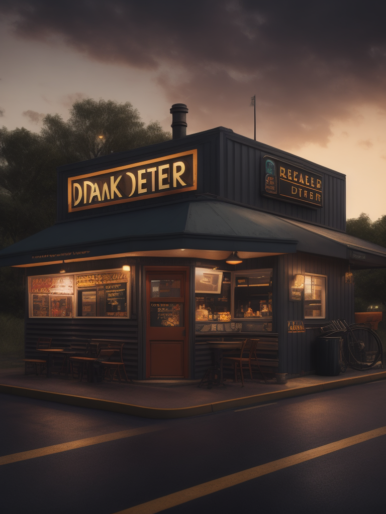 Small roadside diner quaint americana