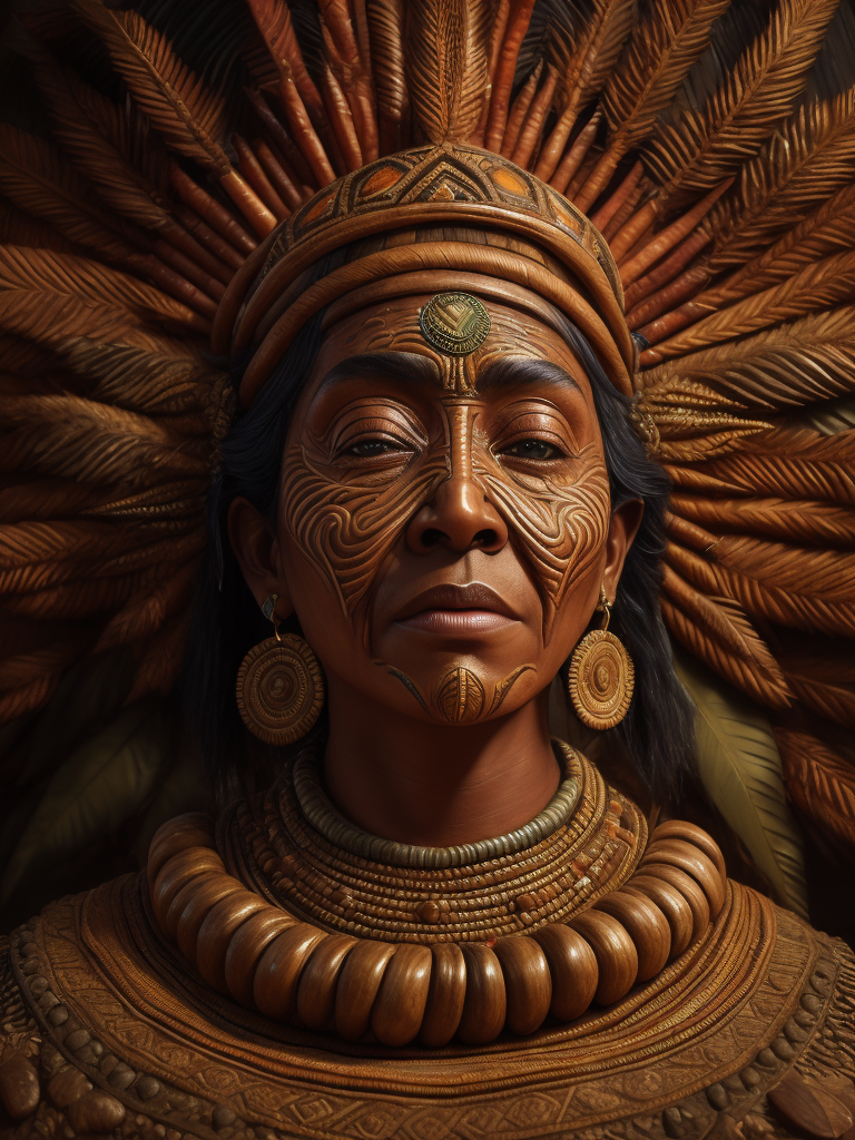 Artesanías de cultura precolombina de la zona Colombiana hechas a mano con materiales como la hoja de palma seca, foto realista, artística