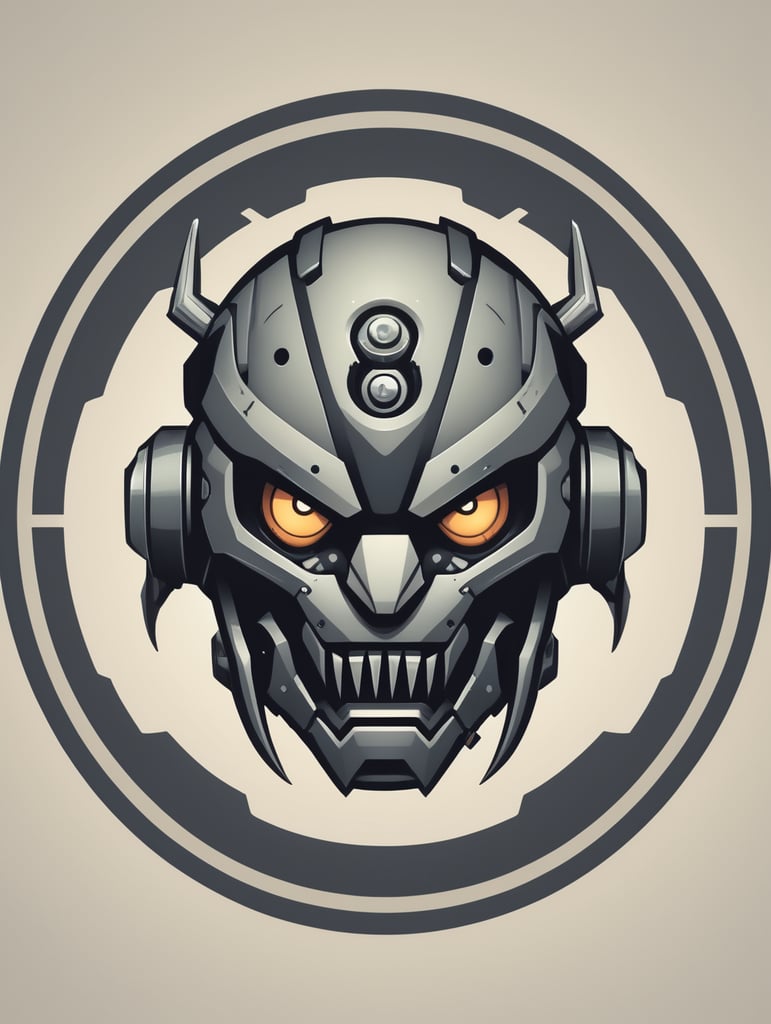 A logo for my gaming brand. A robot looking like monster in a circle logo