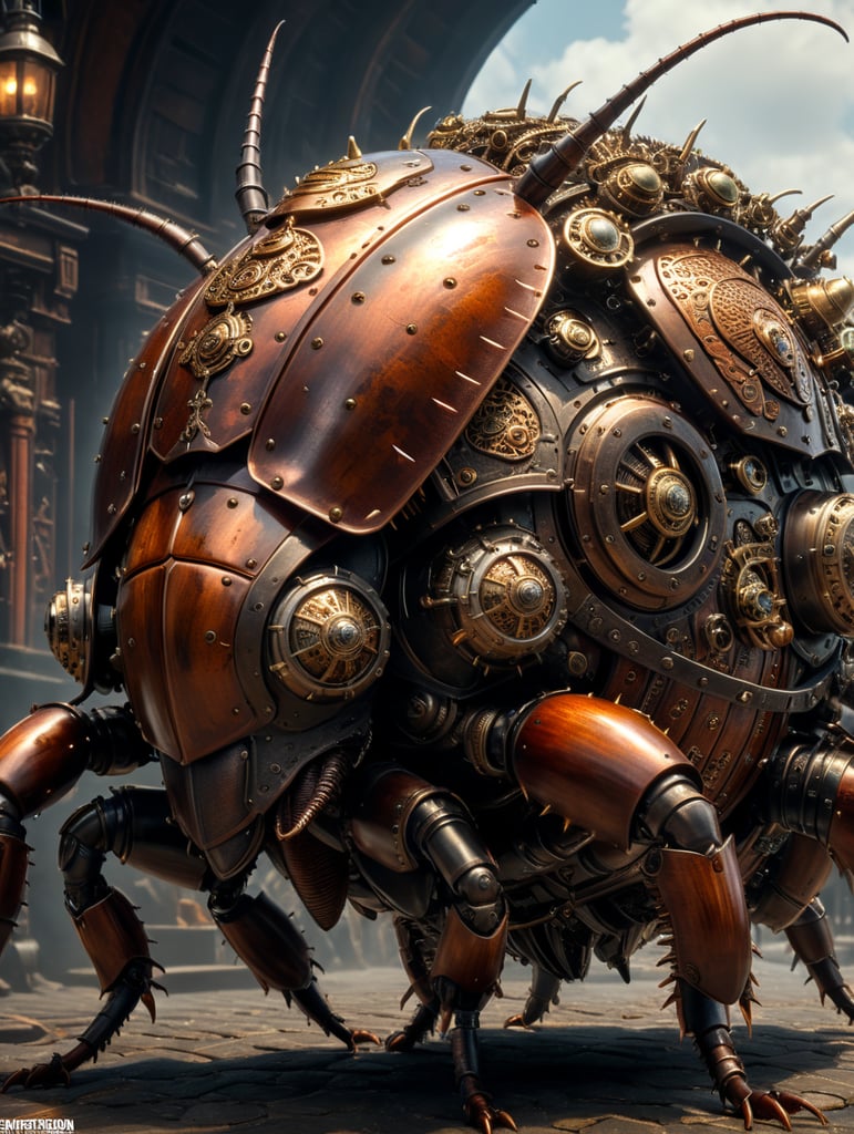 armed and armored cockroach steampunk style