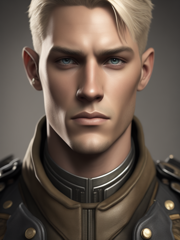 white male young blond face front view military
