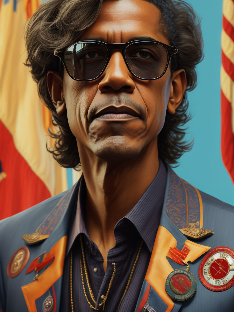 Barack Obama seated at the Resolute Desk in the Oval Office, surrounded by a collection of family photos and memorabilia, giving a glimpse of his personal life and values, the soft afternoon light streaming in, creating a serene and intimate setting, Realistic photography with a Nikon DSLR, using a wide-angle lens to capture the entire scene with clarity, --ar 16:9 --v 5.