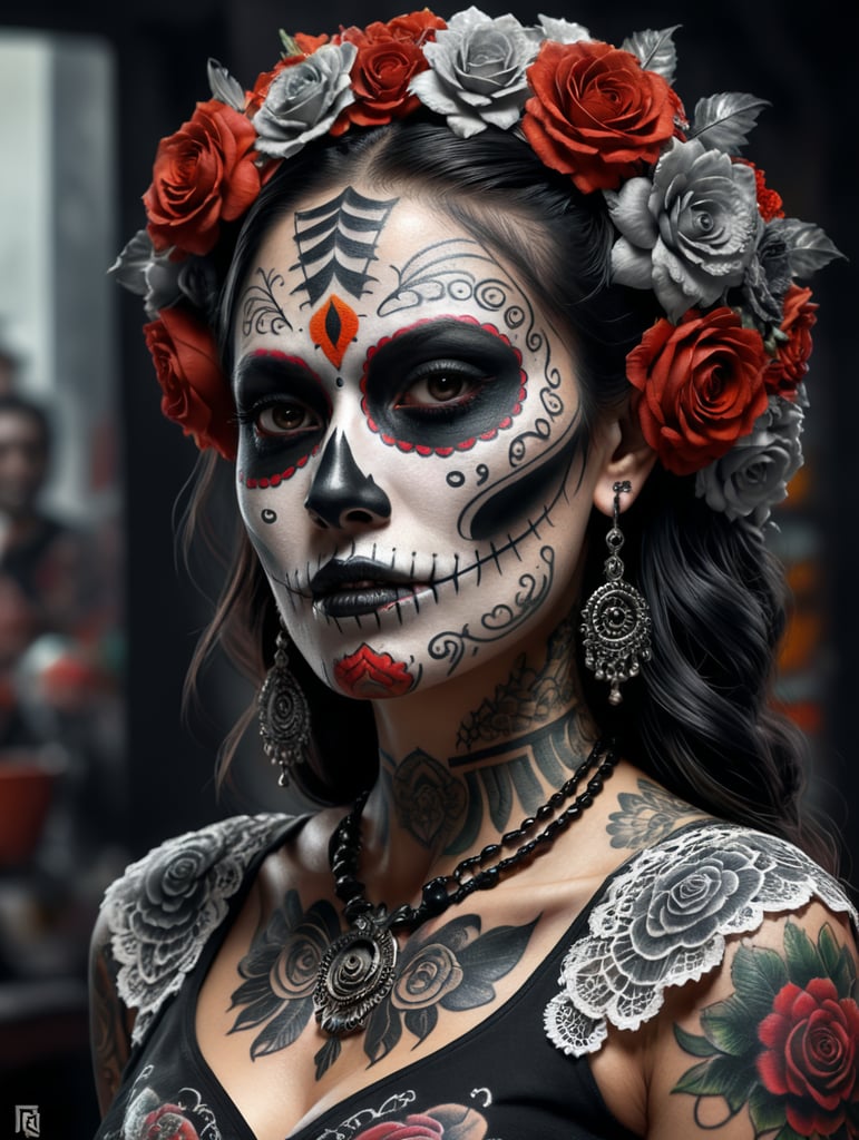 mexican tattoo mexico black white Día de Muertos