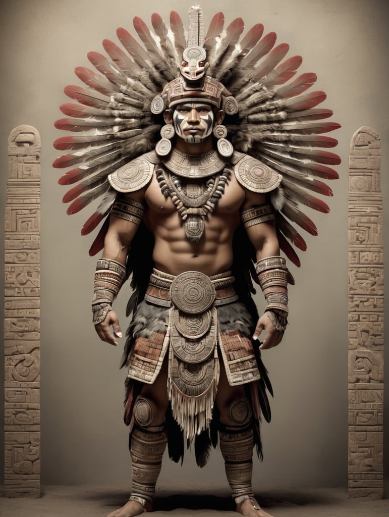A full body picture of an aztec cuauhchicqueh.