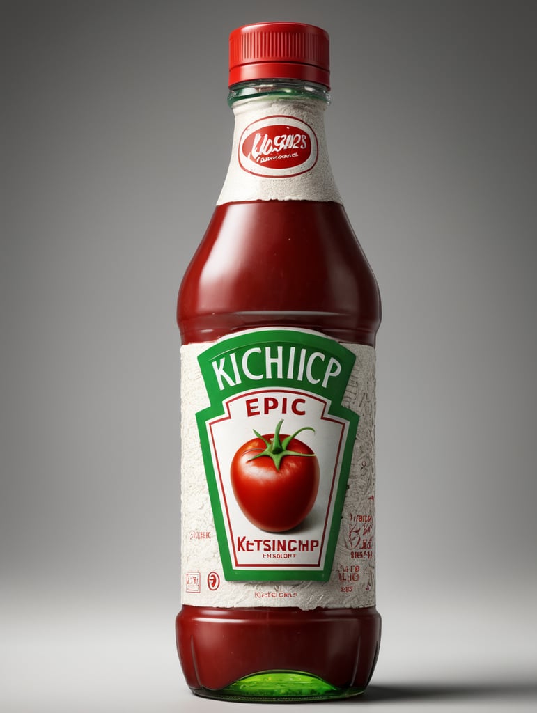 ketchup bottle, green cap, isolated, white background