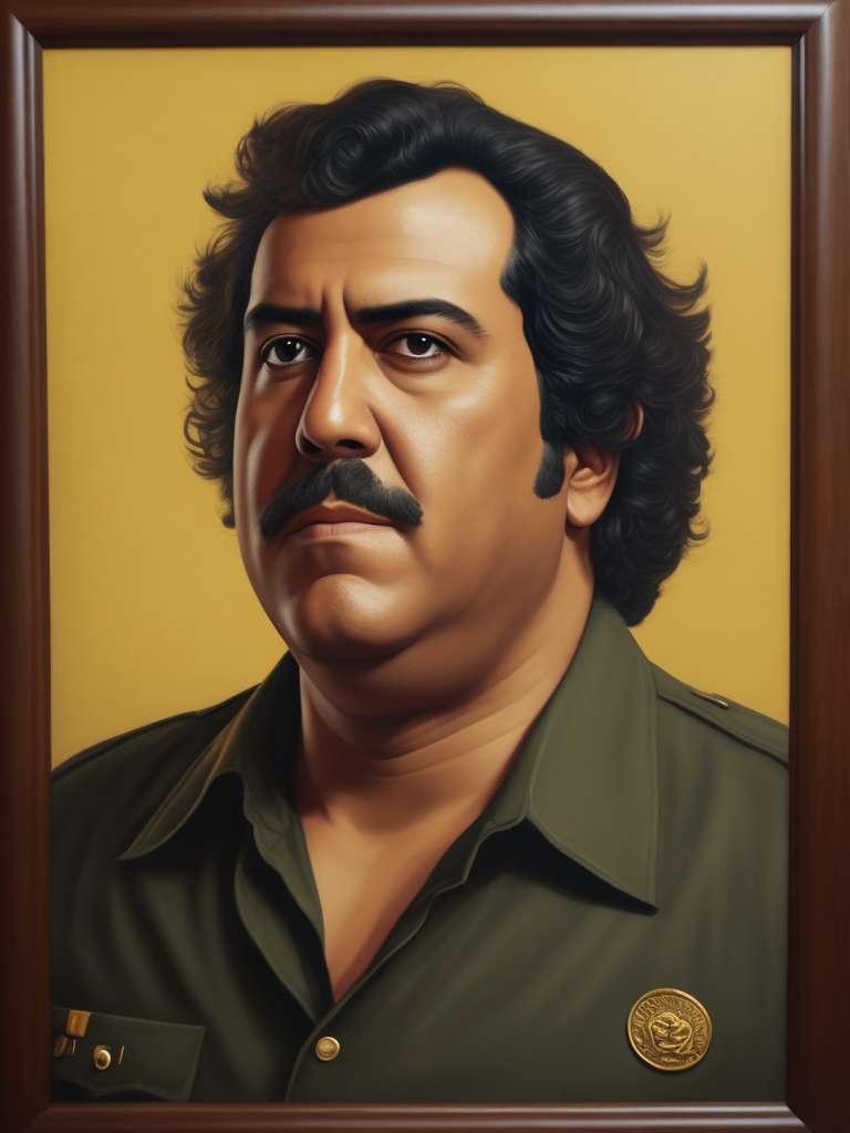Pablo Escobar, portrait, Painting, Oil, Colombia, style of Botero