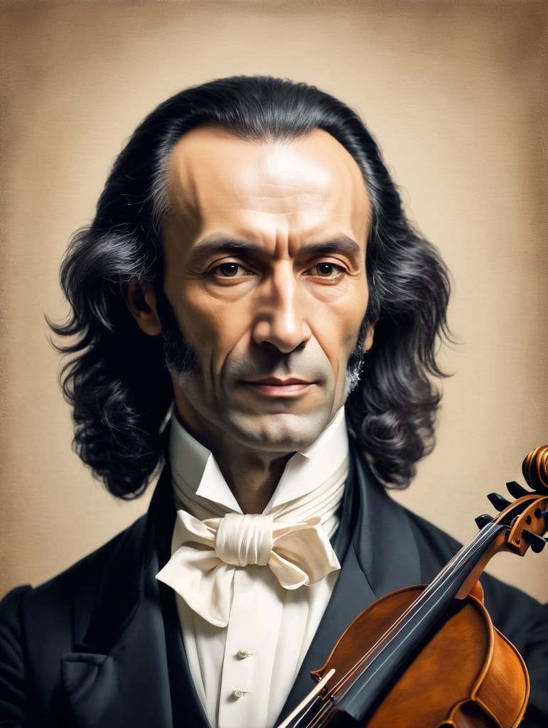 Portrait of Paganini - That is why Paganini is known as the devil's violinist.