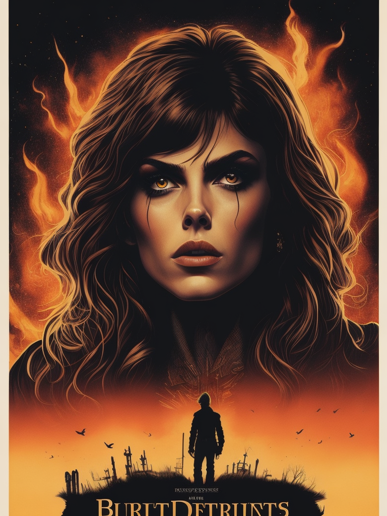 A 1970's movie poster of Burnt Offerings, horrorcore, trendy text