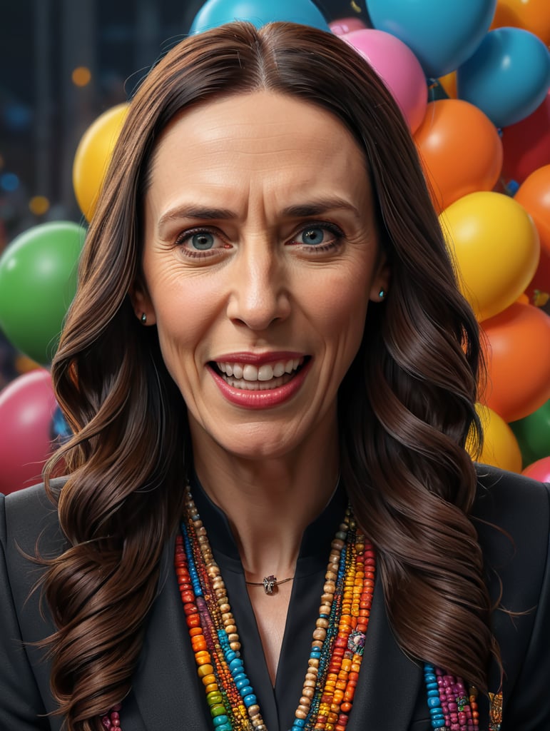 jacinda adern prime minister of new zealand as a cartoon character