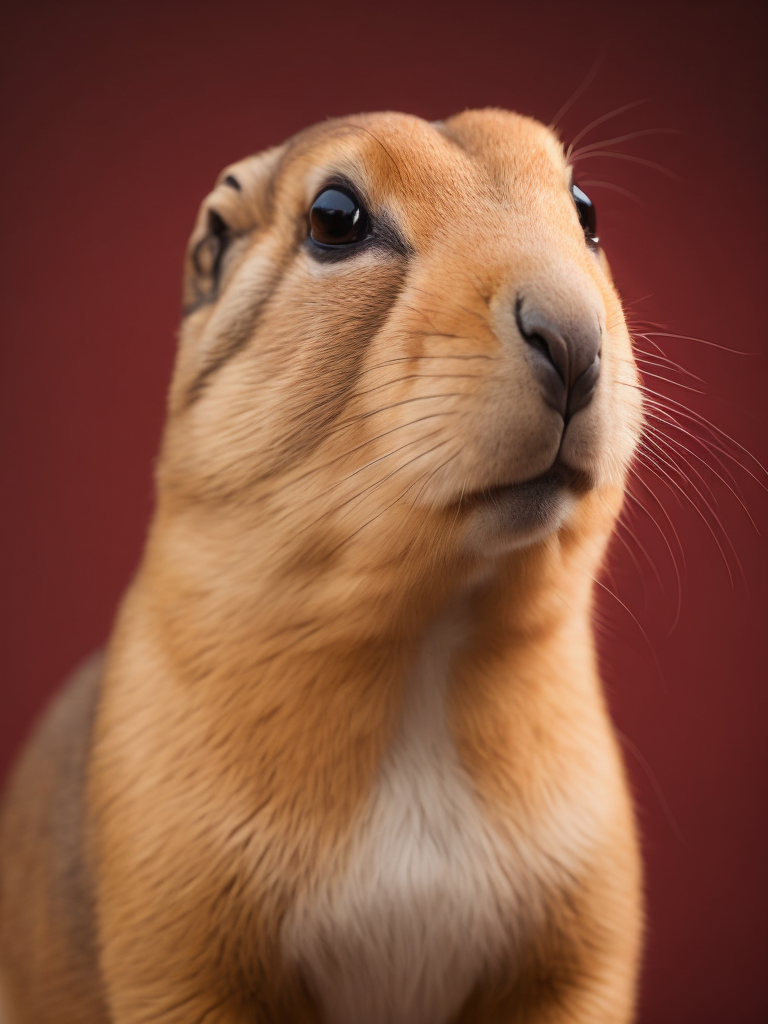 Prairie dog, portrait, simple background, red background, fat prairie dog, cute, animal, from side