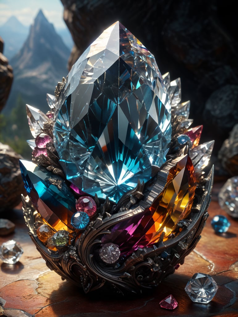 a gem crystal, sharp on details, vibrance 20, saturation 30