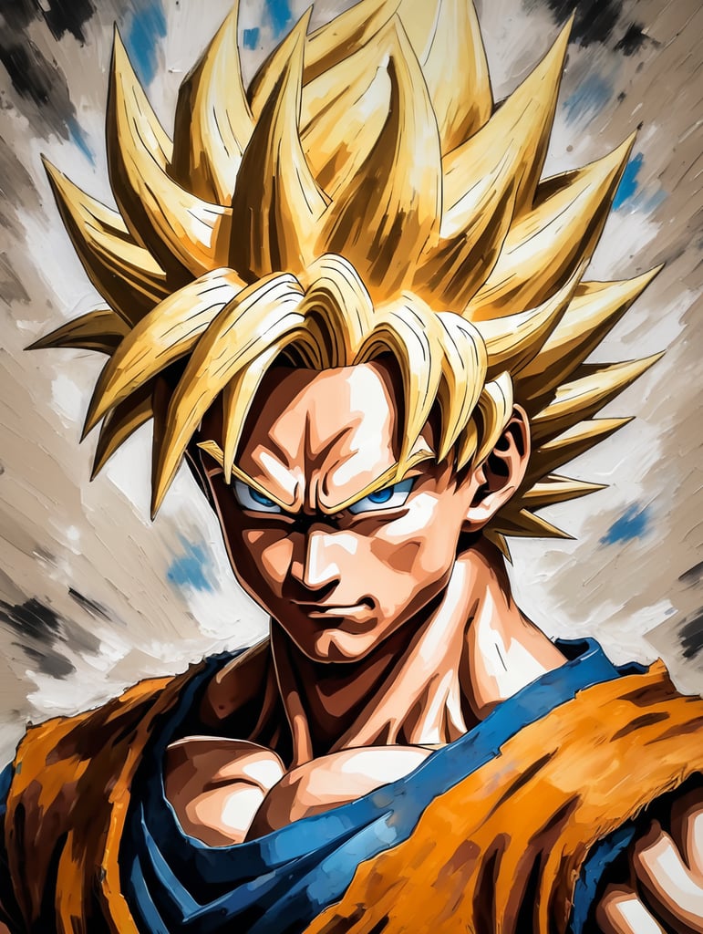 Super saiyan goku painted by Van Gogh