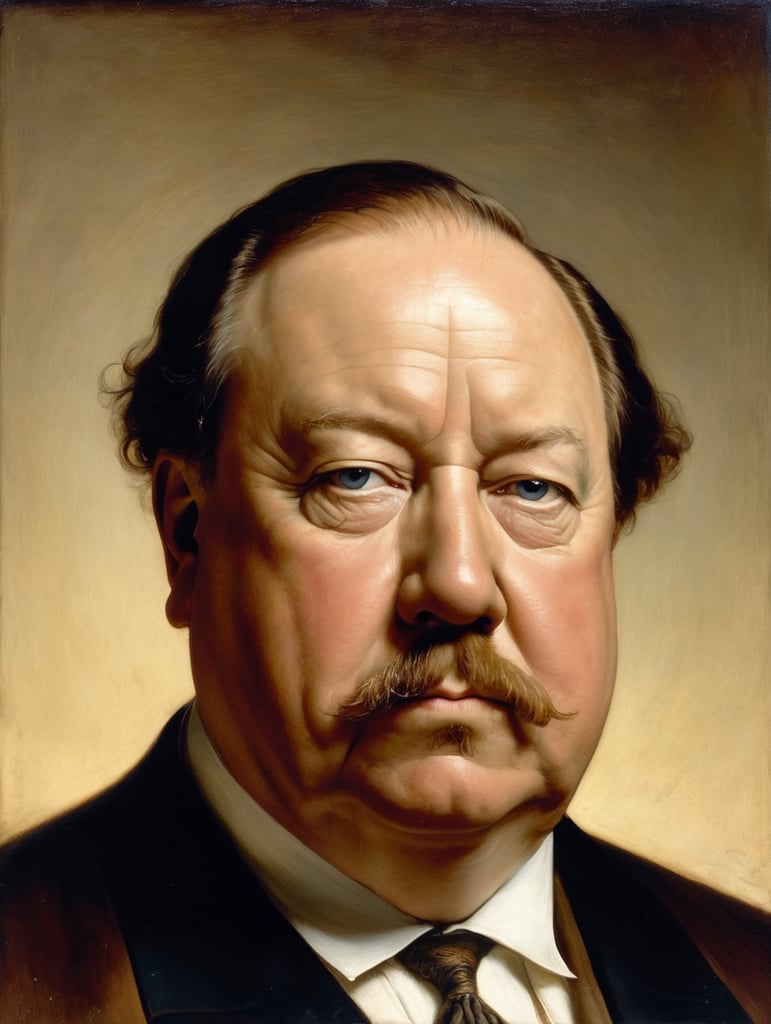 Portrait of William Howard Taft by Rembrandt Harmenszoon van Rijn, sad face, America, so sorry