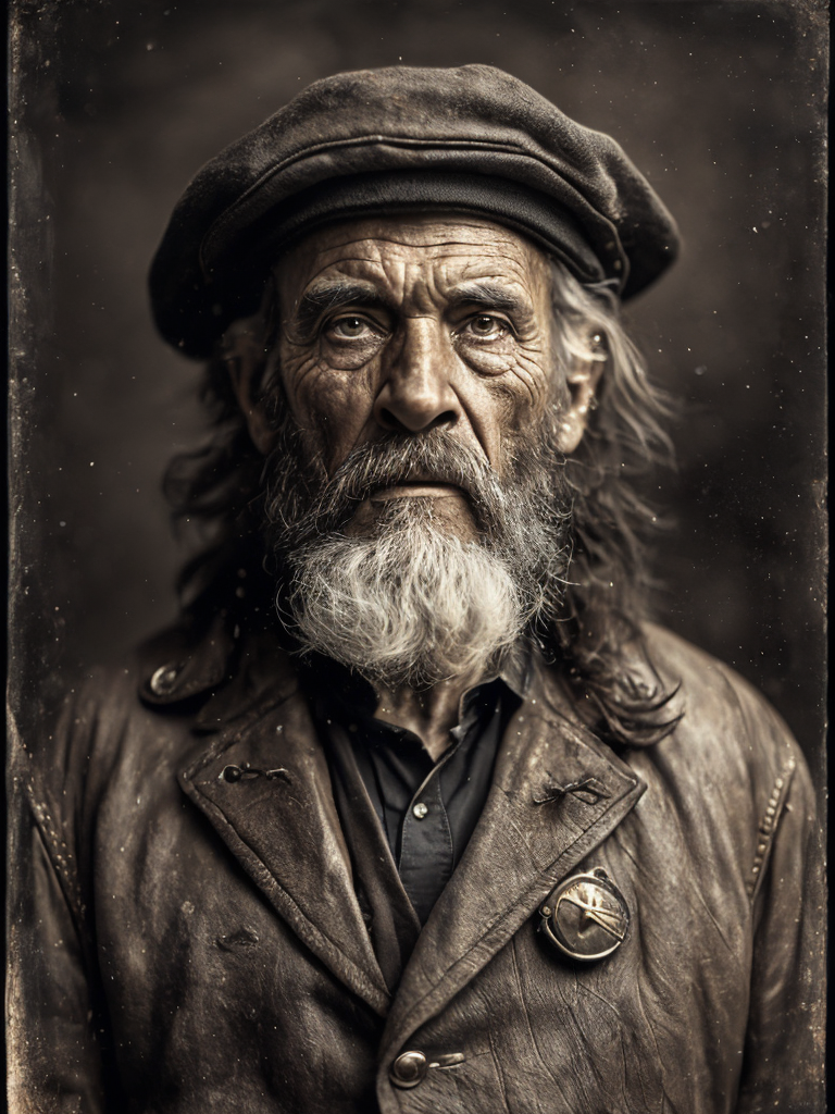 a wet plate photograph of a grizzled old sea captain