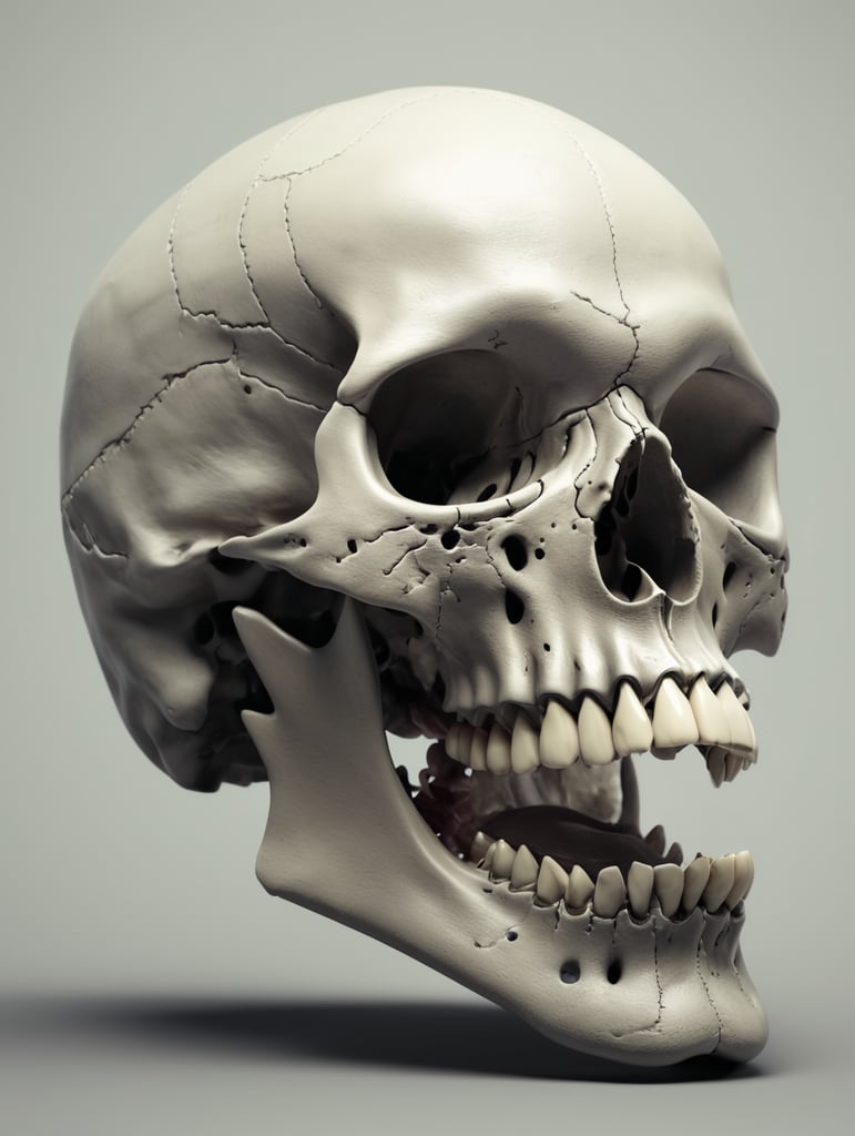 skull with unhinged jaw