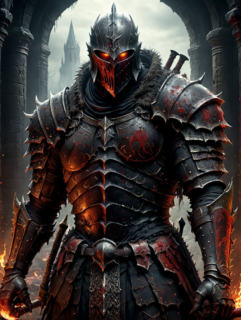 Premium Free ai Images | dark fantasy dark souls style bloody prist