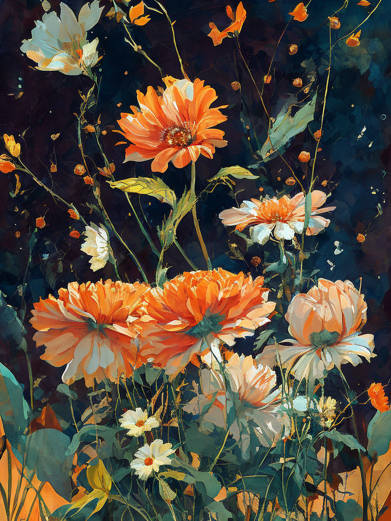 a strange dancing flowers, illustration, sharp on details, vector