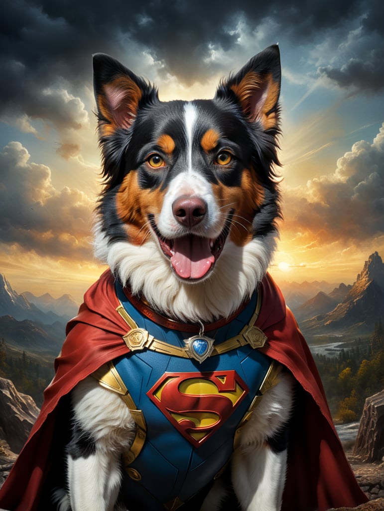 Baron brownish white border collie dog superman