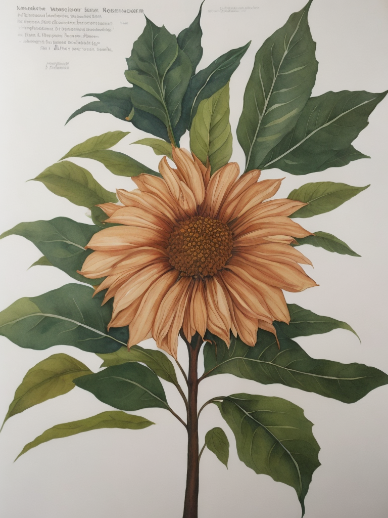 Ashoka Tree Flower, Leaves, Pod, and Seed ,Northern Renaissance,watercolor , gouache, papercraft, fading border,by Martin Schongauer and Maria Sibylla Merian