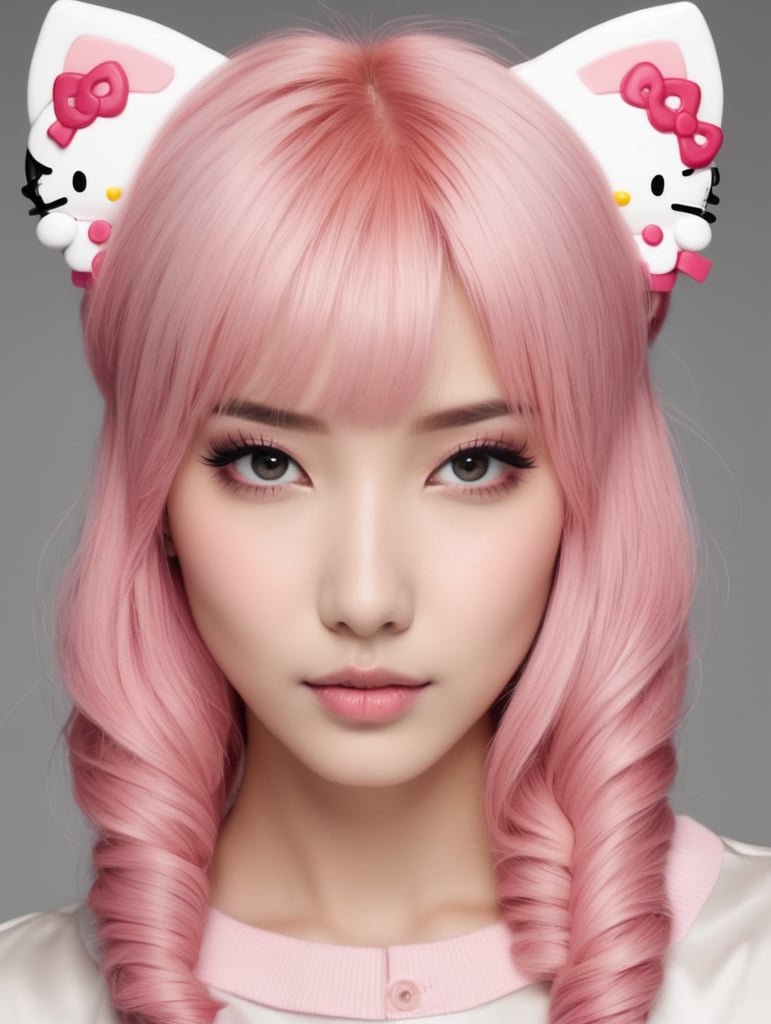 Hello kitty pink hair