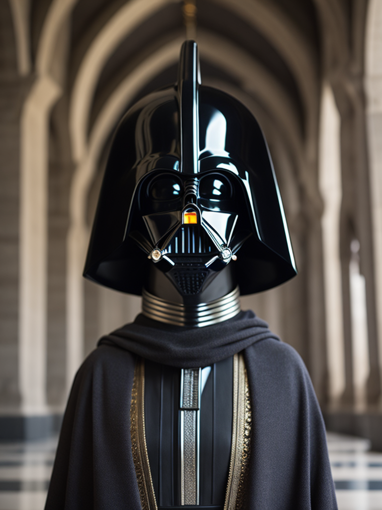 hyper-realistic, ultra-detailed of a dart vader in the mosque, depth of field, depth of field, trending on Artstation, 64k, ultra-detailed, ultra-accurate detailed, surrealism, hall of fame, hof,