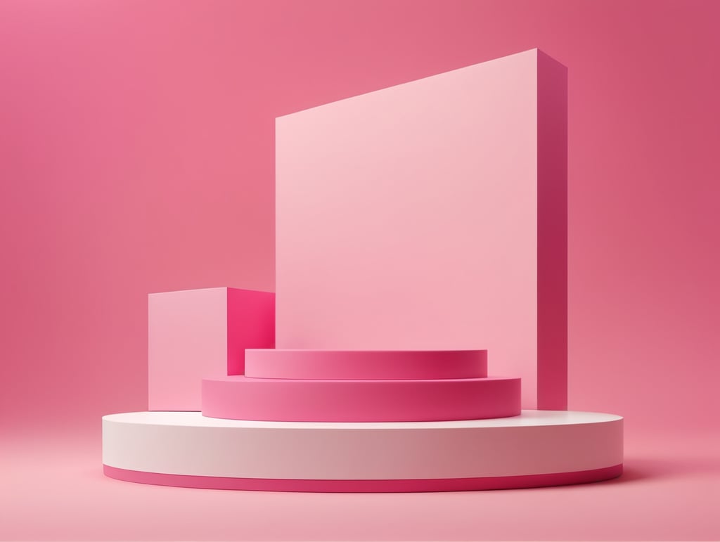 Modern minimal layout podium display with block pink background 3d rendering