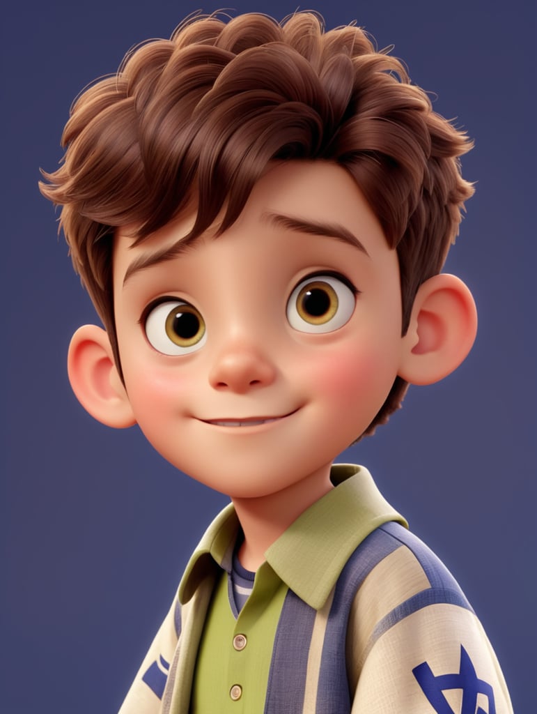 seven year old jewish boy with a transparent background