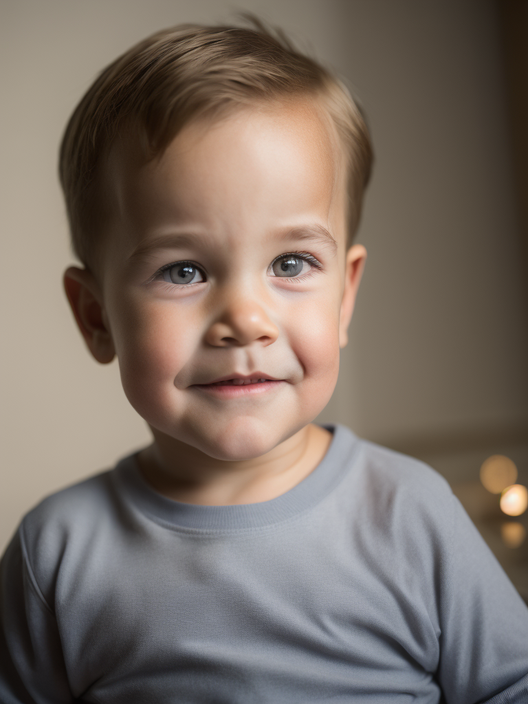 portrait of Arnold Schwarzenegger as a kid, 6 month old, happy emotions on his face