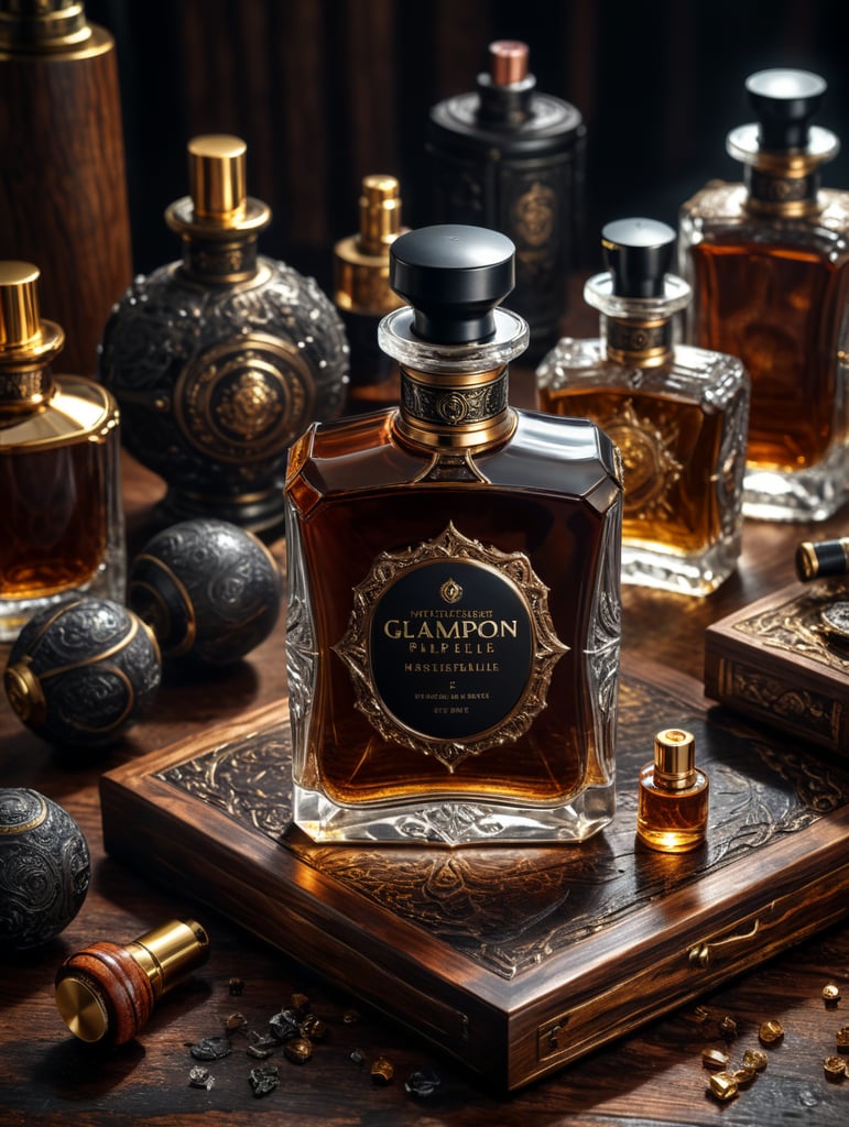 hombre perfume madera glamour hiperrealista foto oscuro