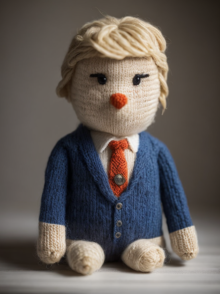 Donald Trump as a knitted toy