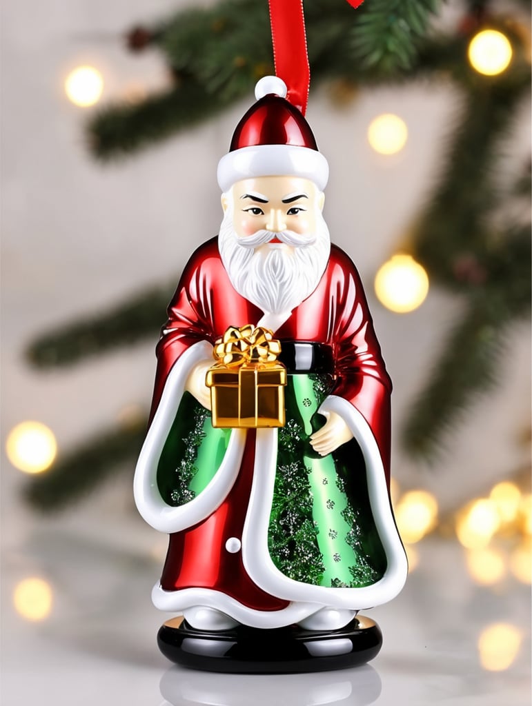 GoShogun small glass glass figure holding gift box, christmas toy for the christmas tree