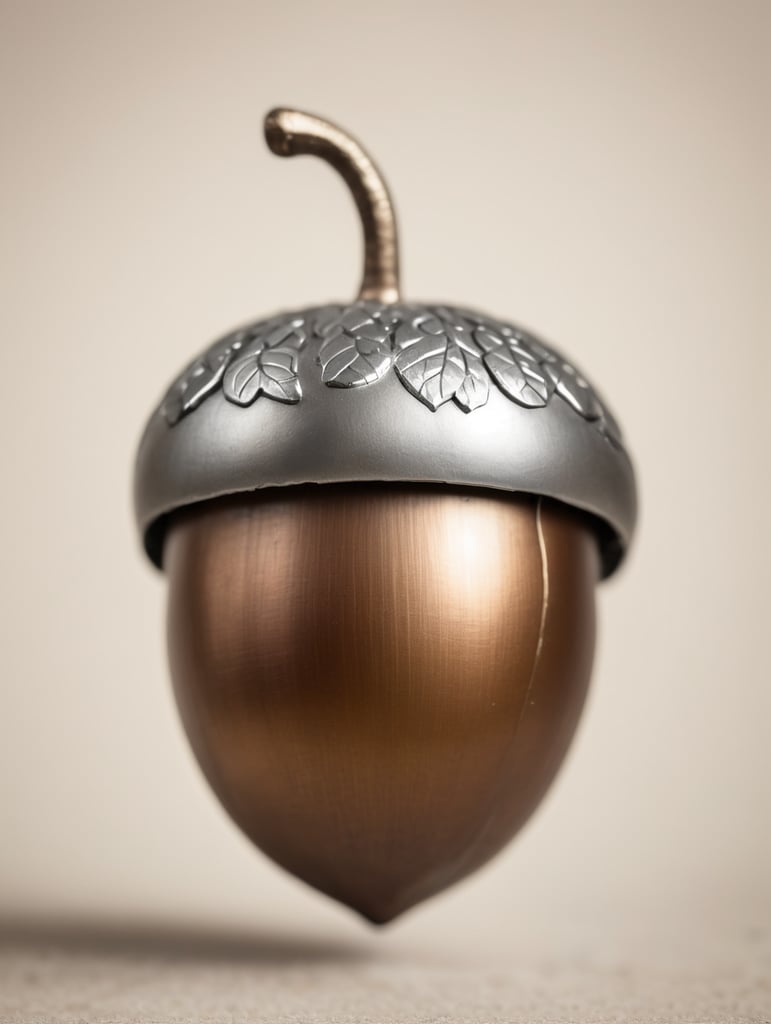 Premium Free ai Images | Metallic Acorn: Nature's Industrial Beauty