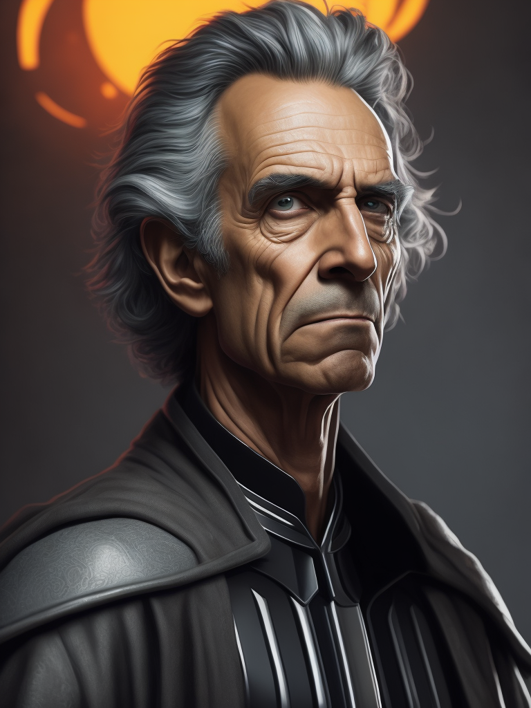 Dibujo de Rick Sanchez, al estilo de Rick and Morty, caracterizado como Darth Vader