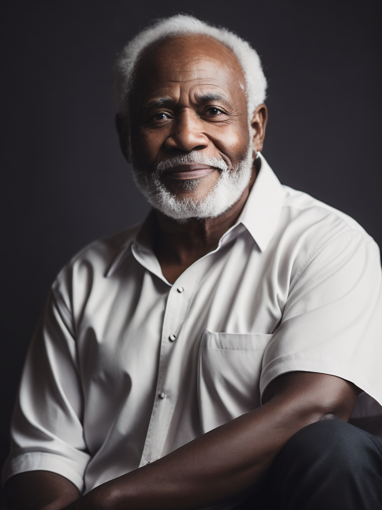 Portrait of hide your pain Harold with black skin, cinematic, dark light, beautiful colors, detailled, contrast light