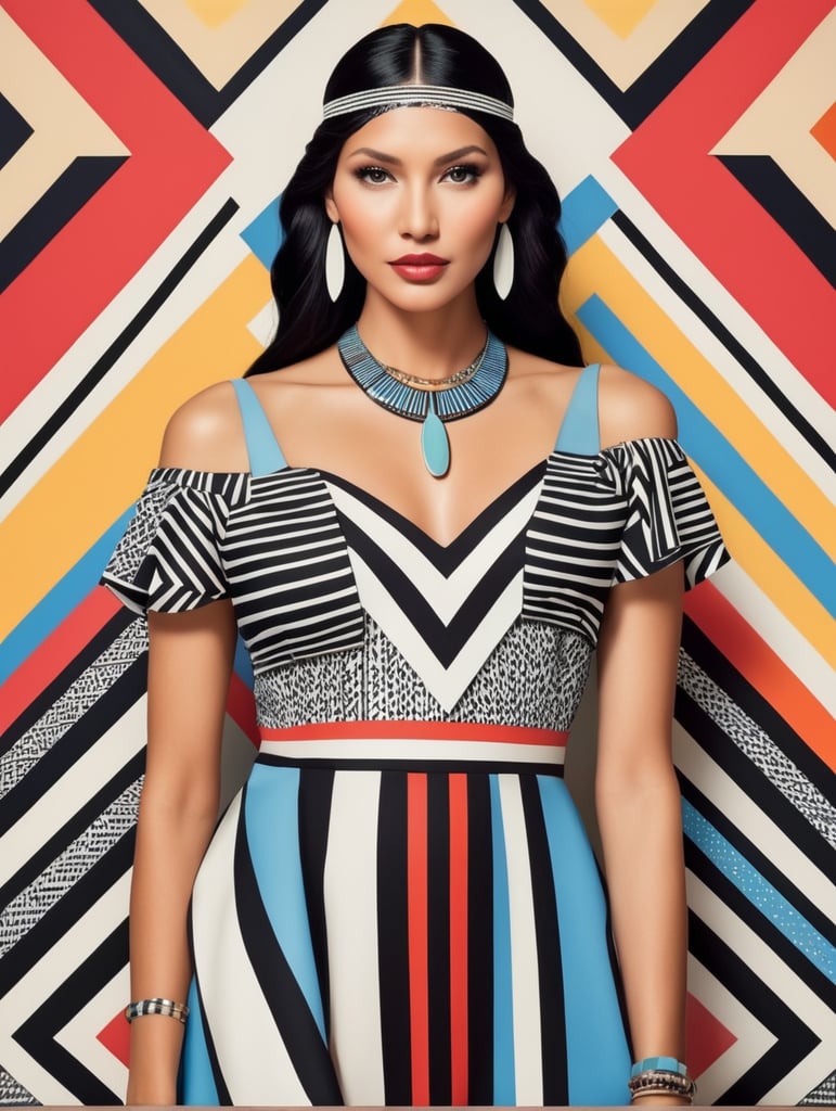 Pocahontas, Illustration, Painting, Visual, Arts, Pattern, France, style of Camille Walala