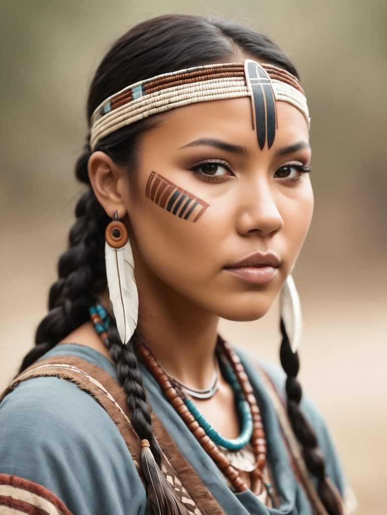 beautiful native america young woman water tribe style