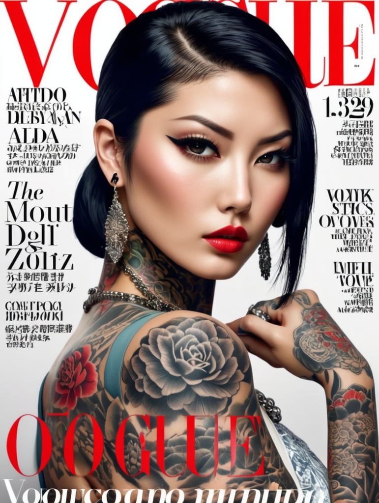 A tattoo girl yakuza on the cover of vogue