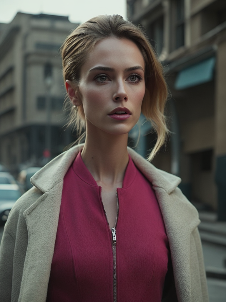 barbie in a real life, pink jacket