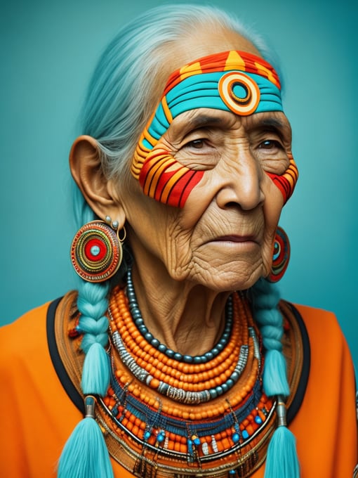 native american old woman in national dress