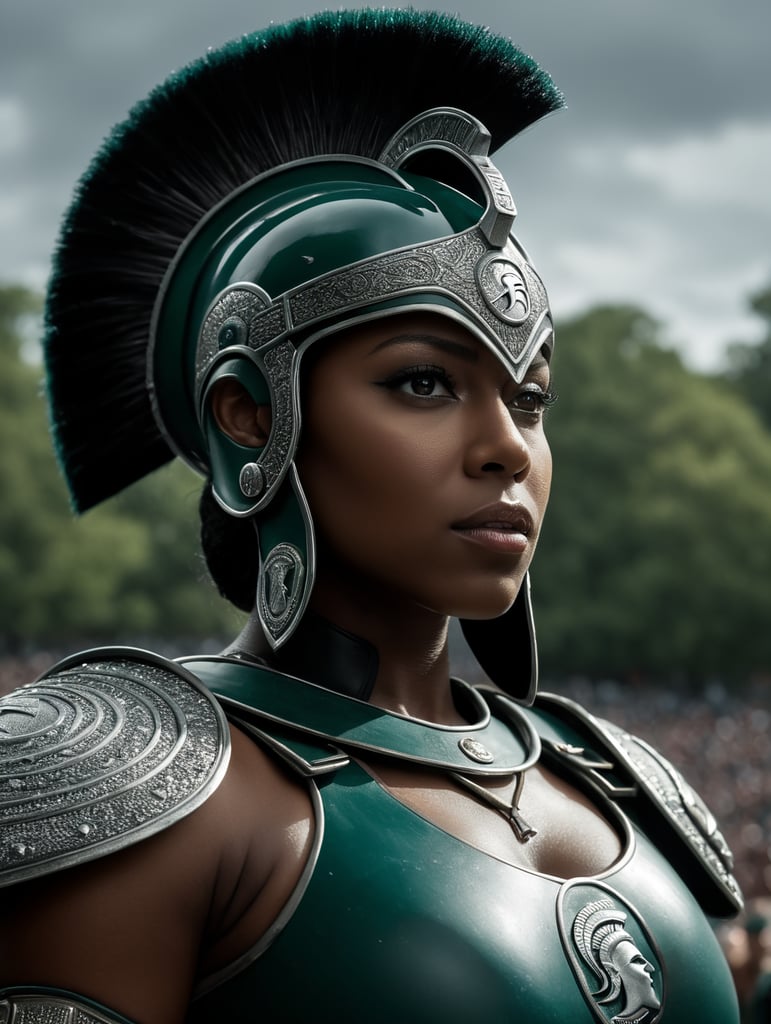 Michigan State University Spartan mascot as a black woman