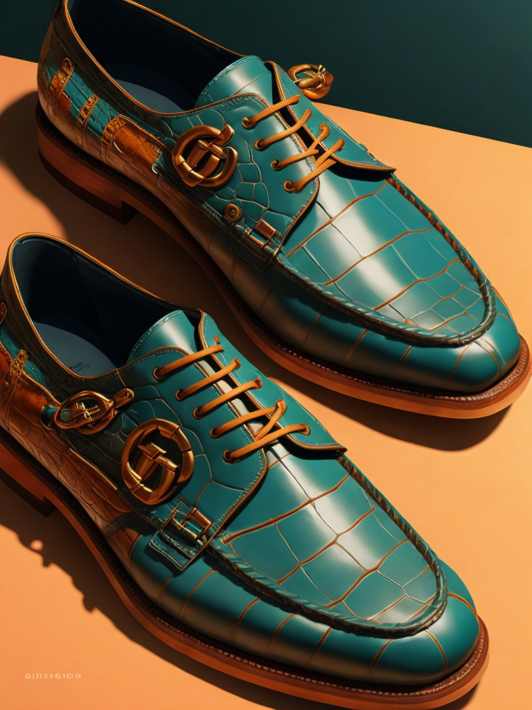 Super realistic gucci mexican gator skin shoe 3d octane render