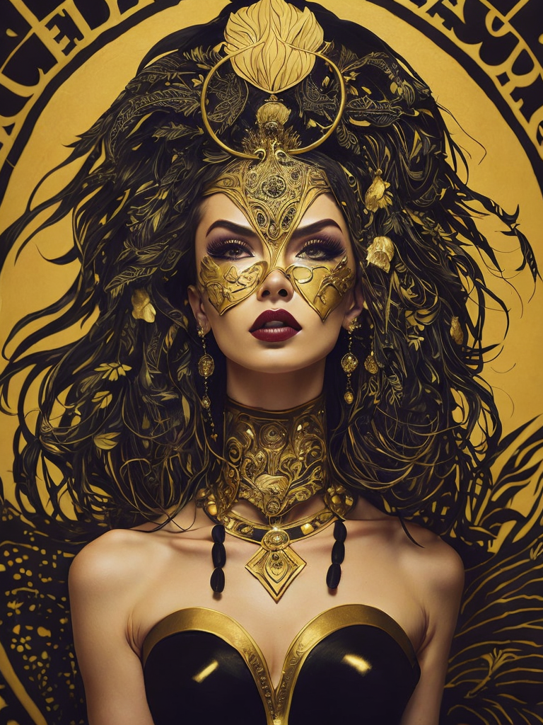 artistry celebrates the essence of contemporary culture through the creation of sublime imagery. Behold an airbrushed composition depicting the Zirckton on the exotic planet Zappi, evoking the spirit of neo-pop surrealism with dazzling golden tones, splendid comic art elements, and fine nouveau style. Witness emotive faces full of elegance and grace that capture the imagination and evoke the deepest of emotions