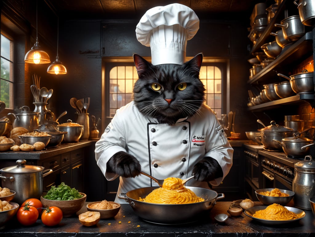 sweet cook chef cat