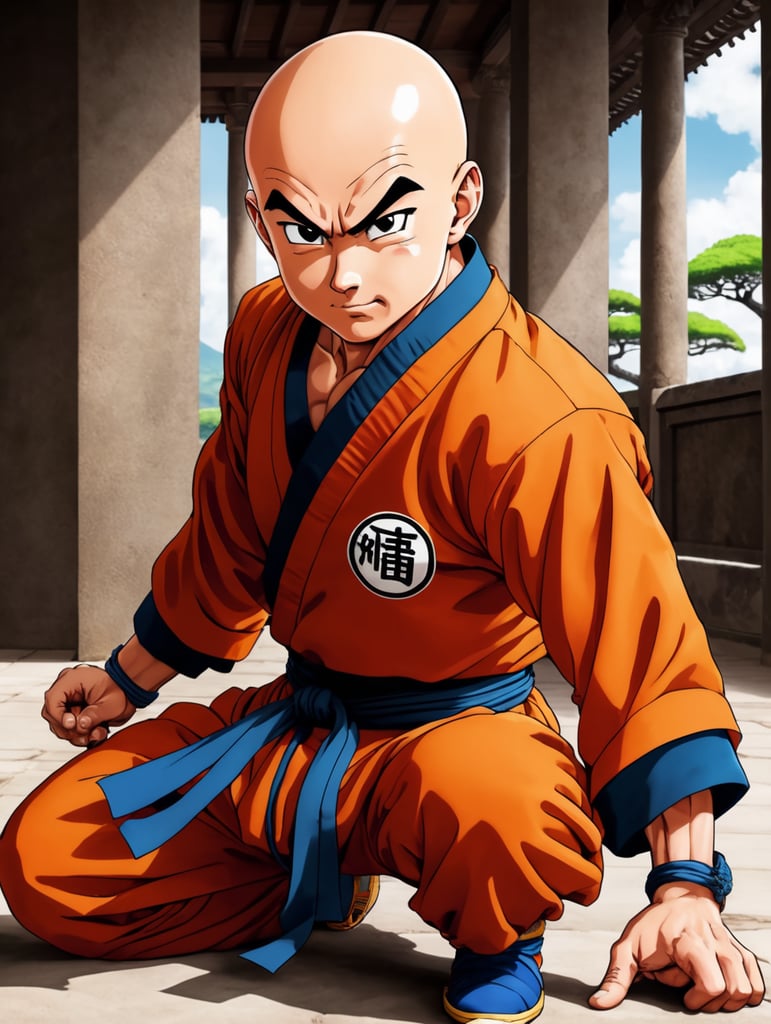 Krillin is a bald martial artist and one of Goku's best friends and classmates, Dragon Ball